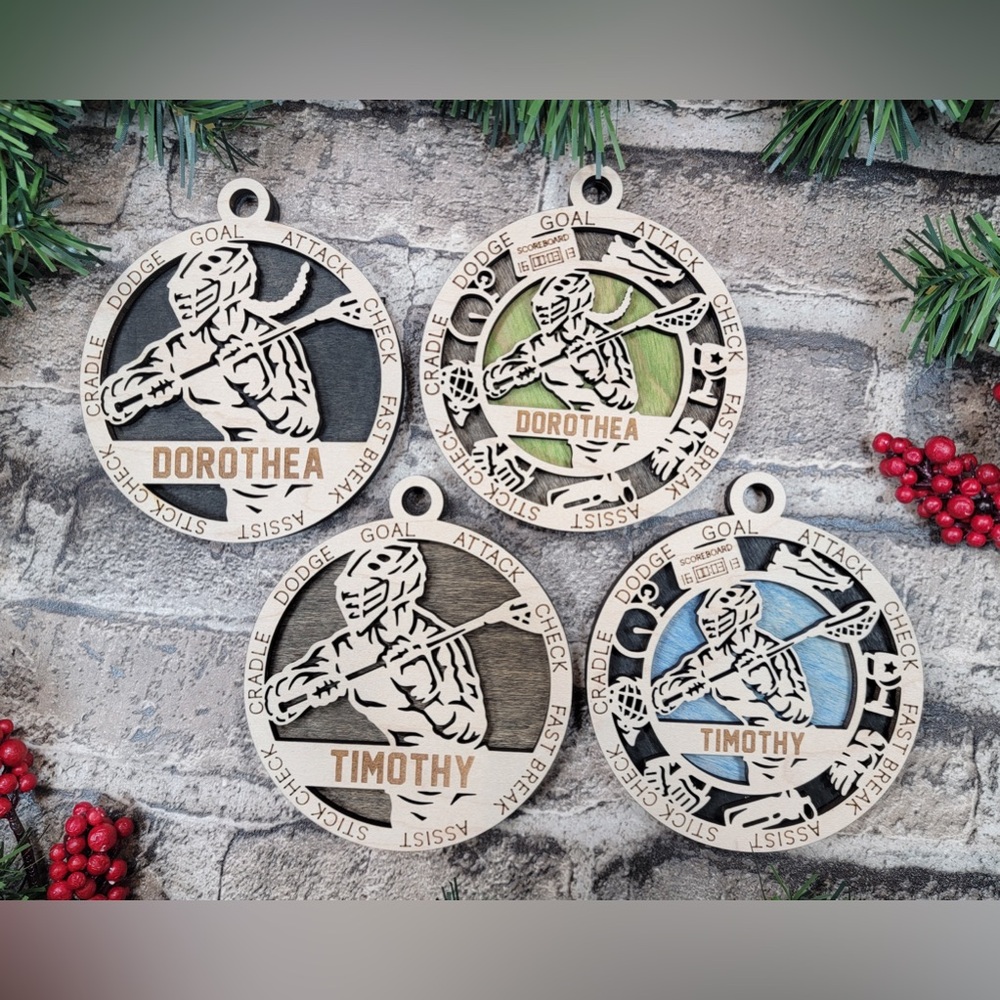 Personalized Lacrosse Player Christmas Ornament